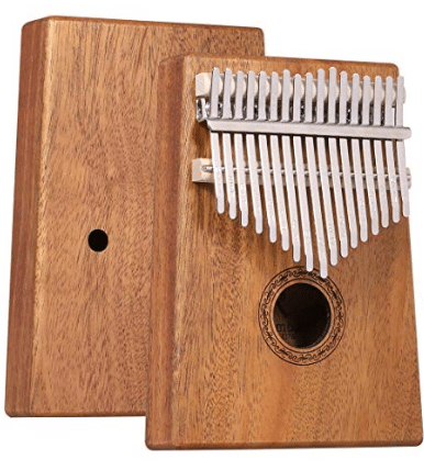 Likembe Musical Instruments for beginners or professioners CXhome Electric Kalimba 17 Key Thumb Piano,Mbira African Mahogany Finger Piano Pickup with 6.35mm Audio Interface Sanza Hand Kit 