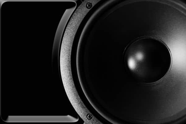 closeup of a studio monitor speaker
